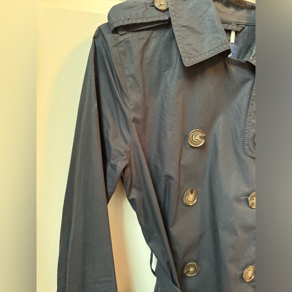 Navy Belted Trench Coat EUC Gap Blue - Picture 4 of 11